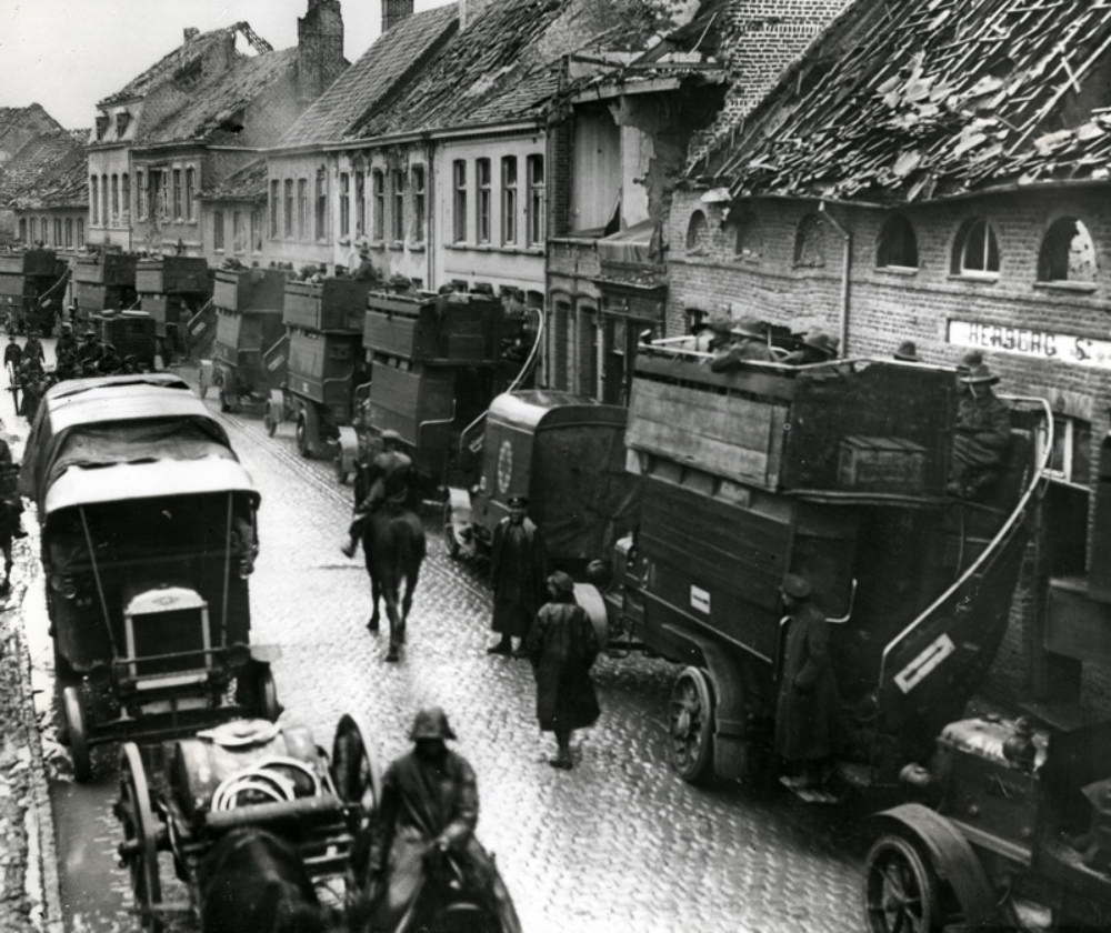 London Buses that Were Used to Transport British Soldiers to the Western Front During WWI WWI
