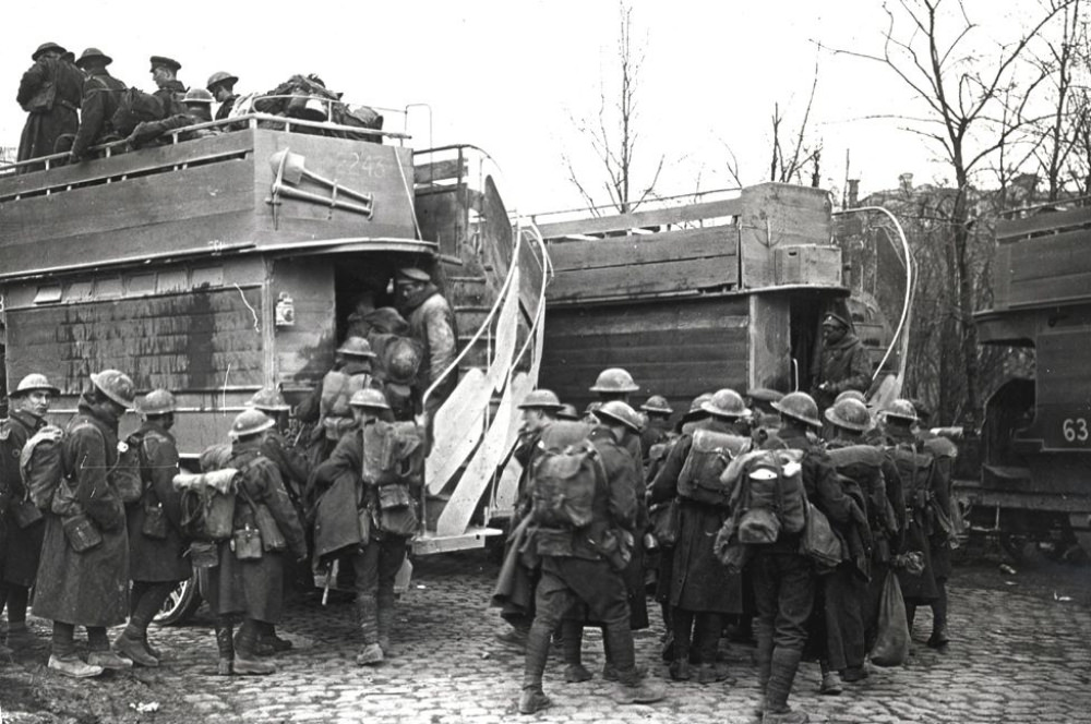 London Buses that Were Used to Transport British Soldiers to the Western Front During WWI WWI