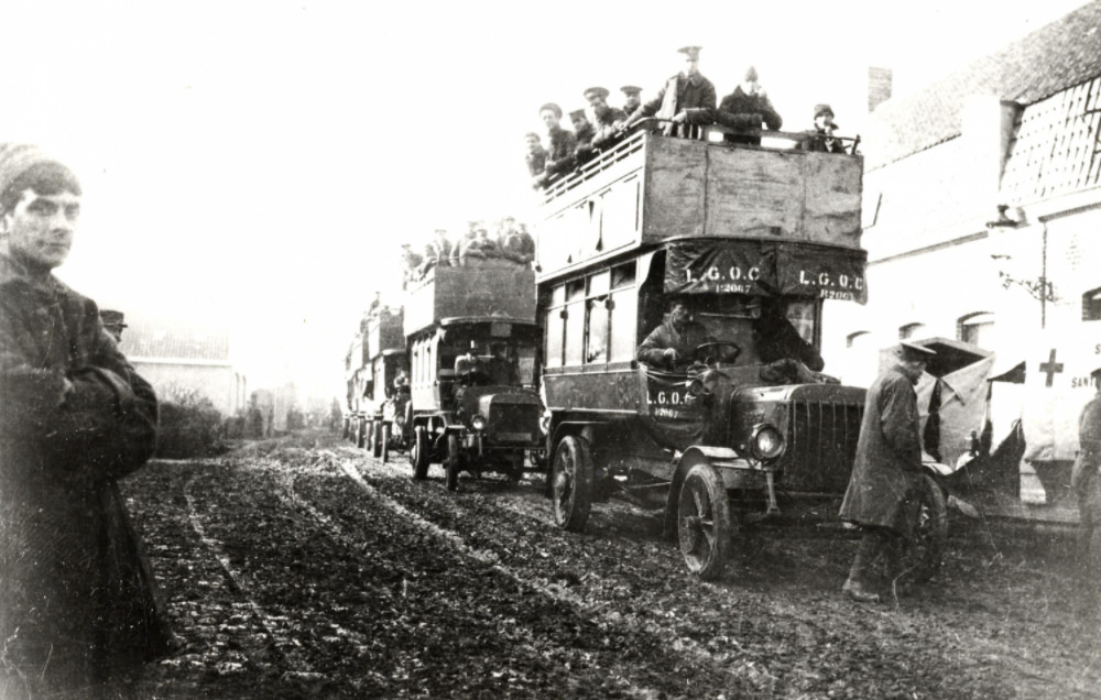 London Buses that Were Used to Transport British Soldiers to the Western Front During WWI WWI