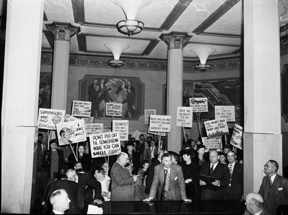 #14 Protestants at Board of Supervisors with plackards, 1948
