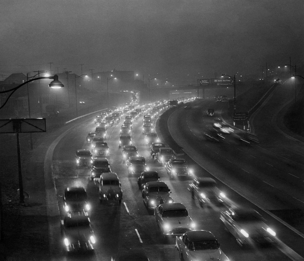 #79 Afternoon Traffic in Thick Smog & Fog, 1950s