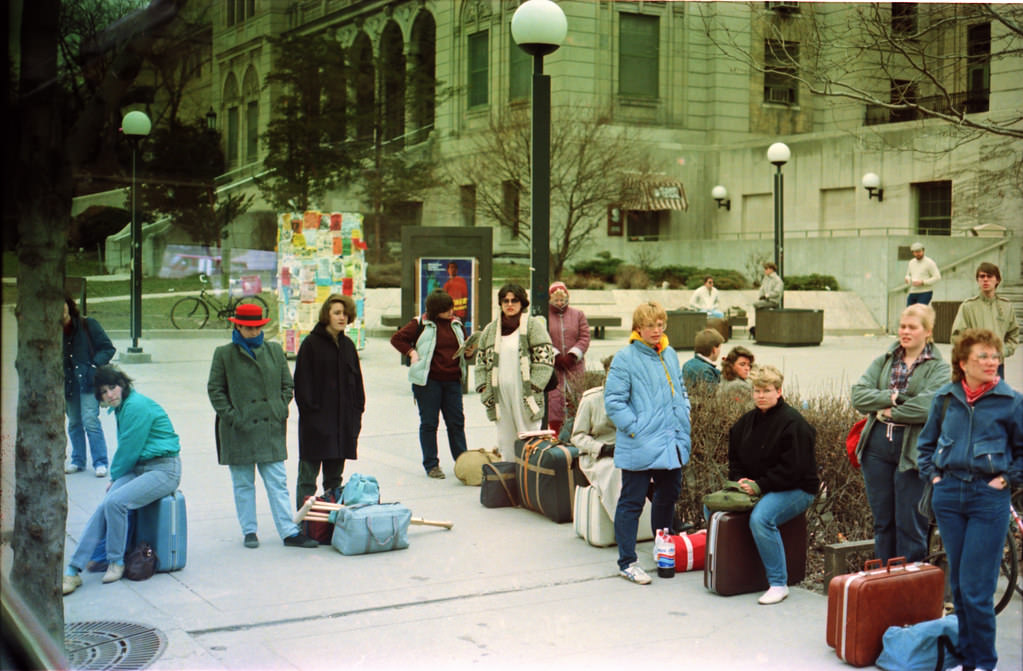 #63 Awaiting Buses, Memorial Union, University of Wisconsin, Madison, March 1985