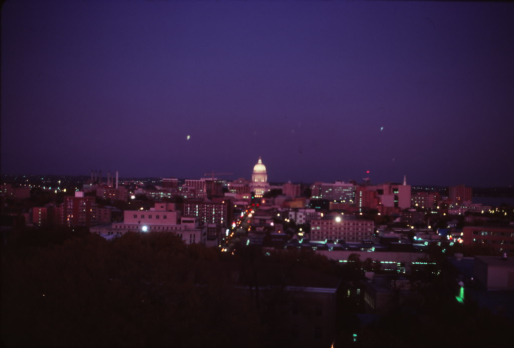 #43 Madison Skyline from Van Hise Bldg (UW Campus), Fall 1985