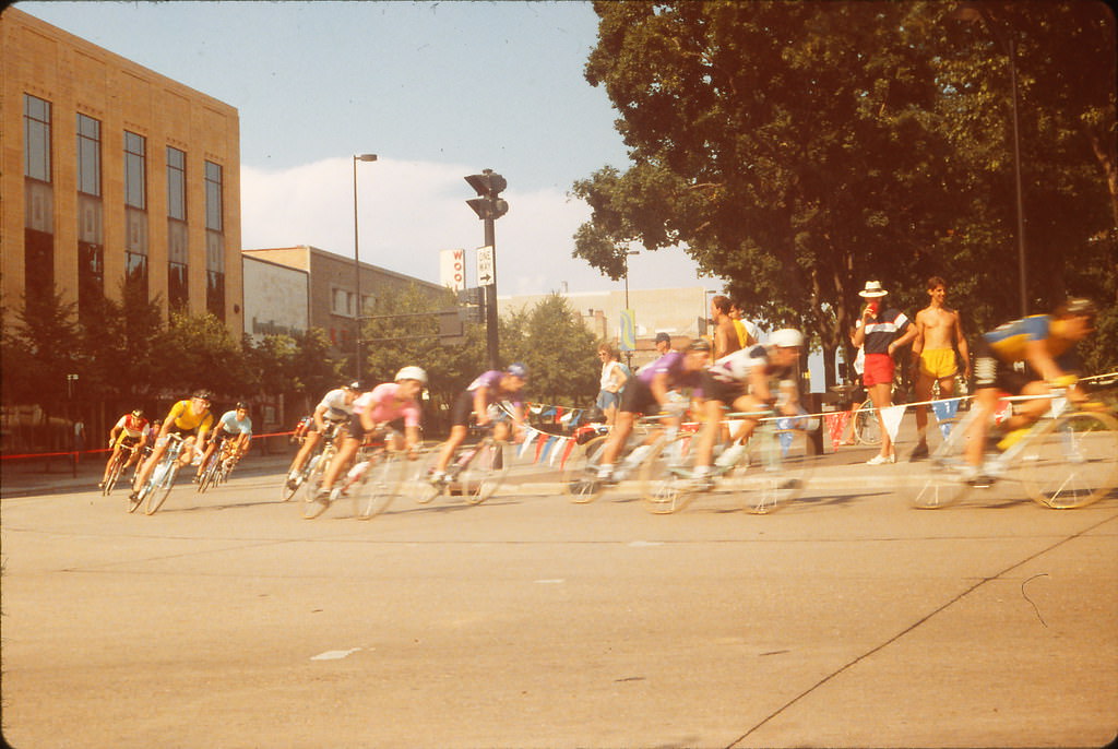 #46 Bike racing around the square, Madison Summer 1985