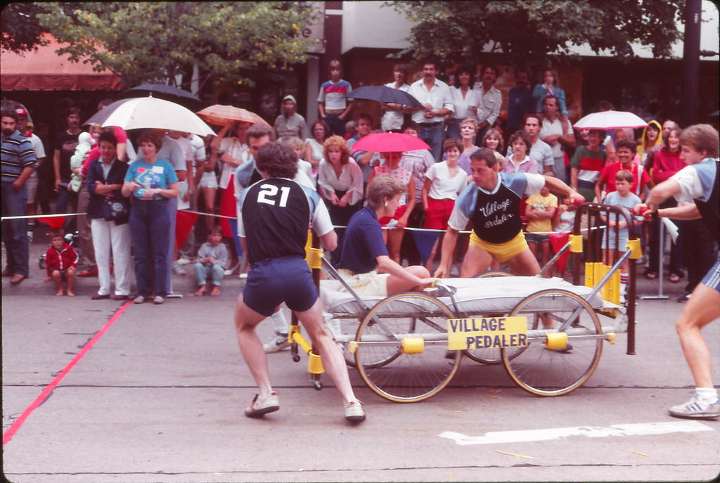 #83 Bed Races, UW Homecoming on State Street, Madison Fall 1984
