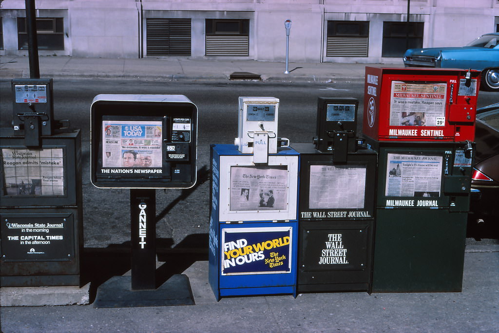 #91 Reagan admits mistake in Iran for Contras Deal, Newspaper Headlines, March 1987, Madison, WI