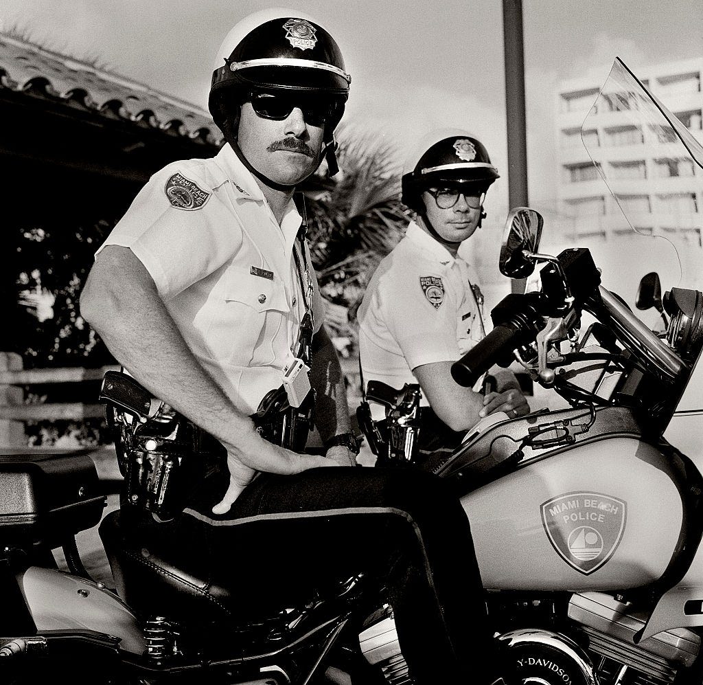#69 Motorcycle policemen on Collins Avenue, Miami Beach, Florida.
