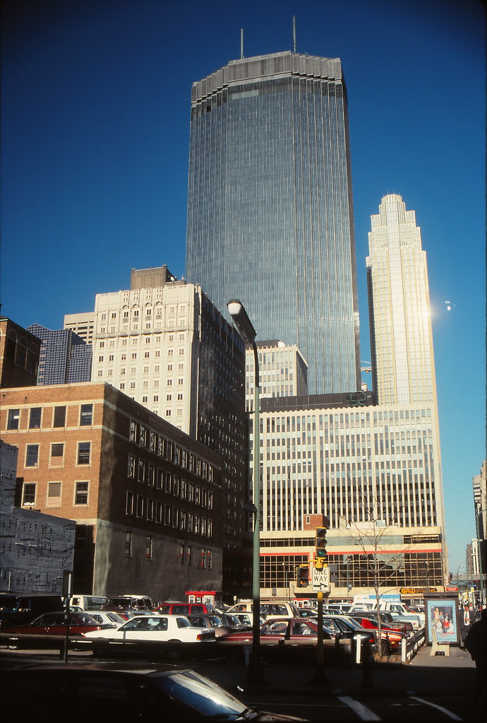 #62 Cranes from Hilton Hotel & AT&T Tower, Minneapolis – Nov 1990