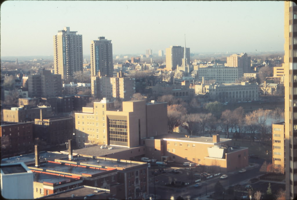 #71 Looking towards Loring Heights & Loring Park from Hyatt Regency Hotel, Minneapolis, Nov 1990