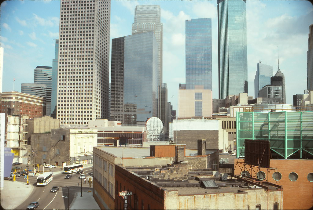 #92 Core Skyline from Parking Garage A (7th Street Garage), which had recently opened, August 1991