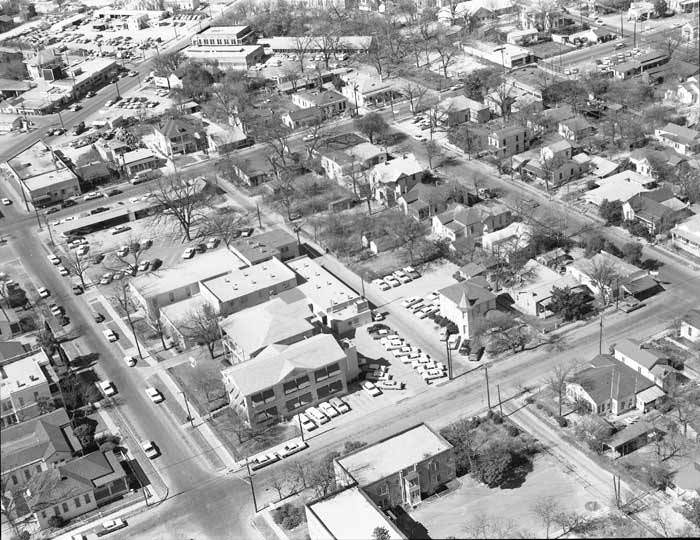 #64 Aerial view looking north toward New City Block, 1964