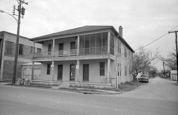 #54 Hoppe Apartments, 410 Water Street at corner of Arroyo Alley, New City Block 696, demolished, 1965