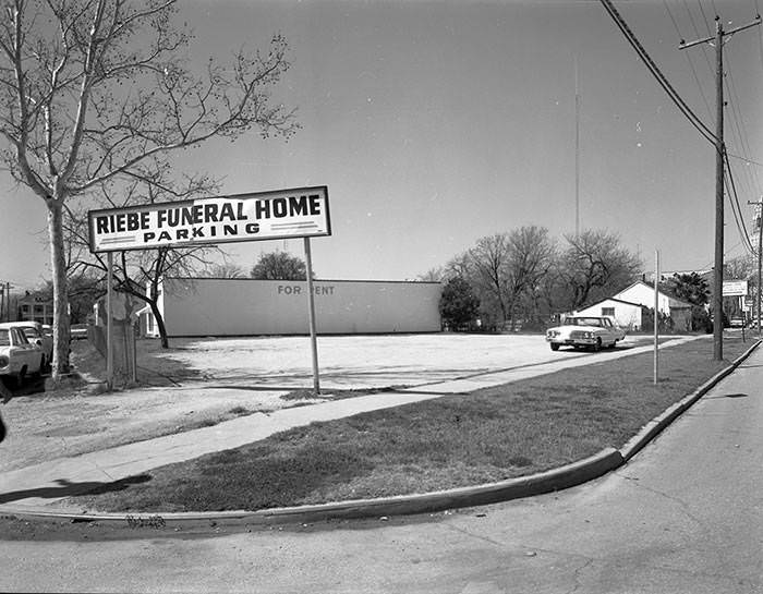 #71 Entrance to Riebe Funeral Home Parking Lot, 1965