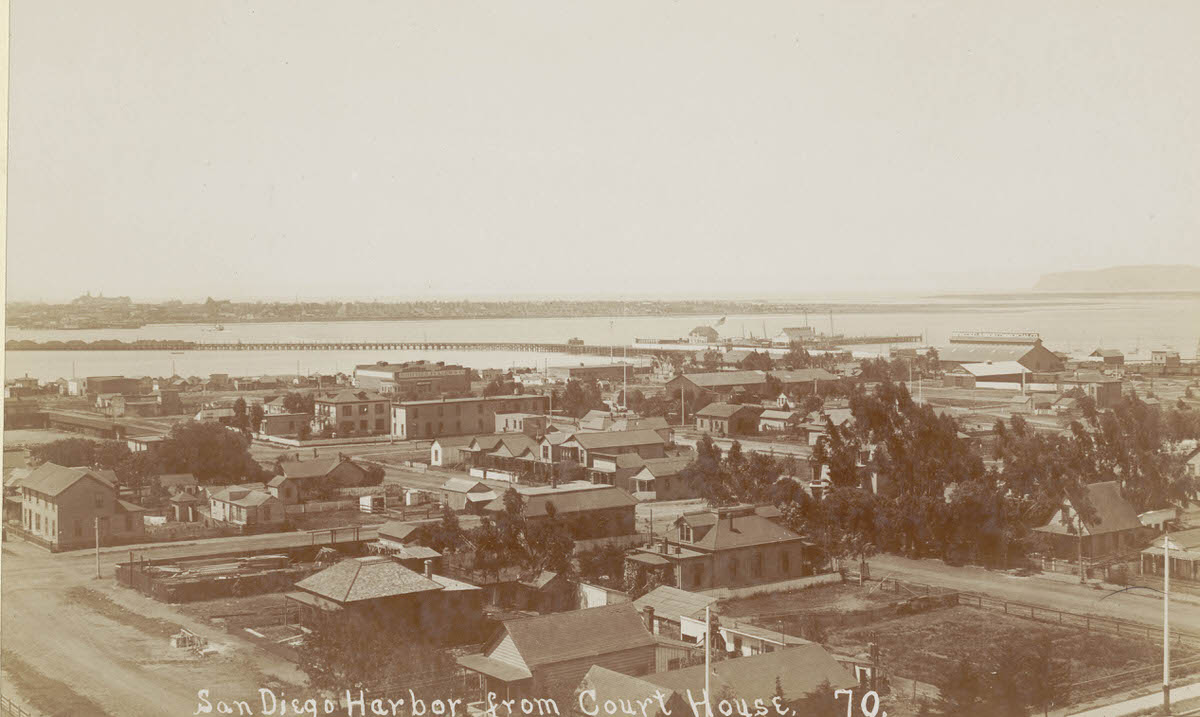 #93 San Diego Harbor from Court House. 70., 1898