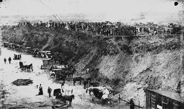 #4 People standing on and below bluffs in Ocean Beach, 1892