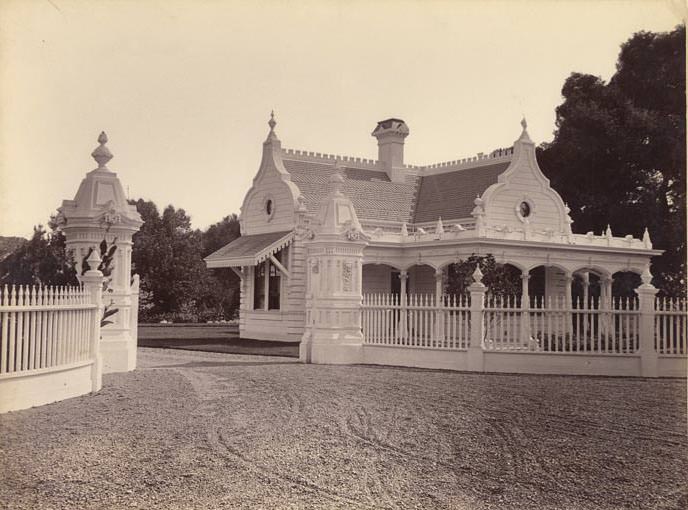 #20 The Lodge.” Entrance to Flood Residence, Menlo, 1880