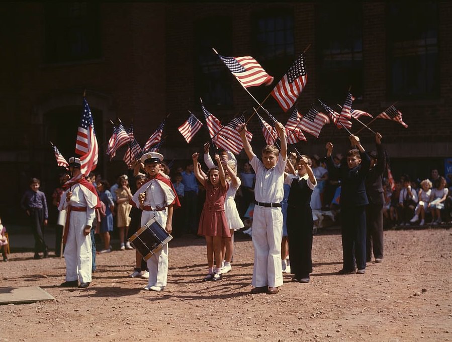 #1 Children stage a patriotic demonstration, Southington, 1942