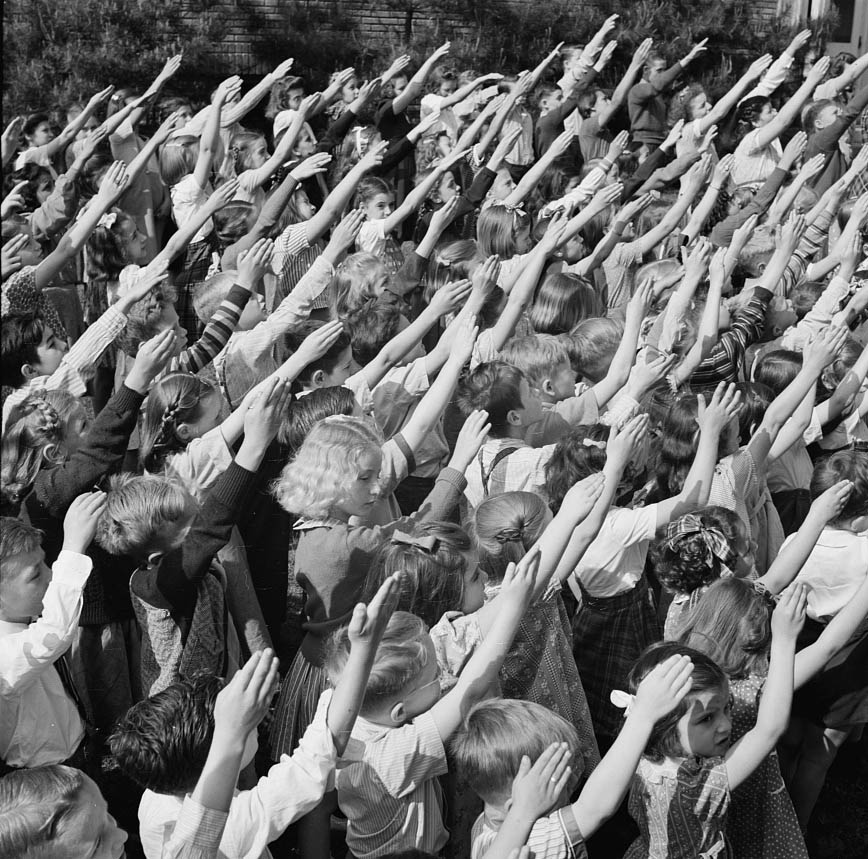 #13 School children pledging their allegiance to the flag, 1942