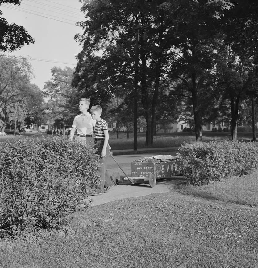 #50 Boys collecting paper for war conversion, 1942