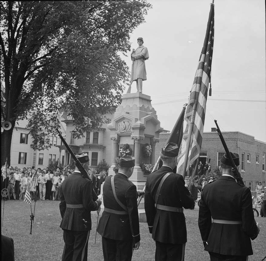 #74 The Memorial Day parade moving down the main street, 1942