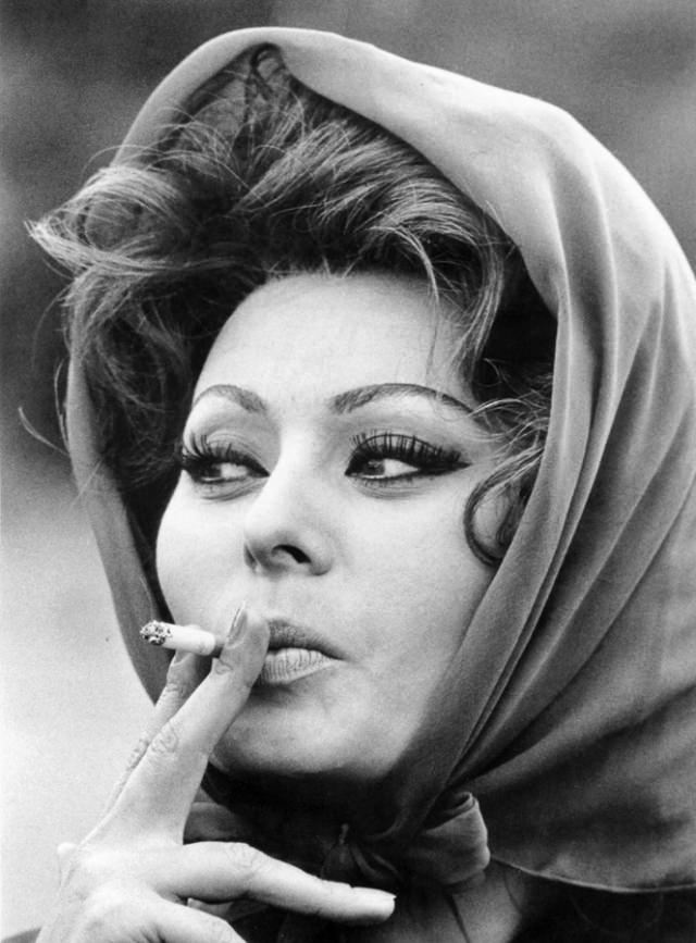 #1 Sophia Loren on a break between takes of Arabesque, 1966