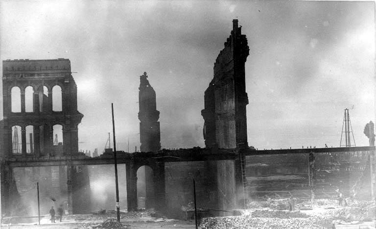 #131 Aftermath of the Seattle fire of June 6, 1889, showing the ruins of buildings.