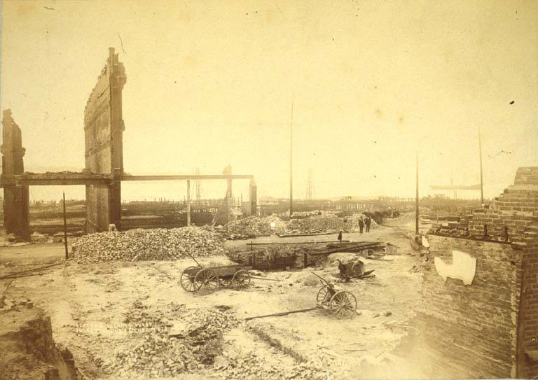 Looking west from 1st Ave. between Columbia and Cherry Streets, Washington.1889