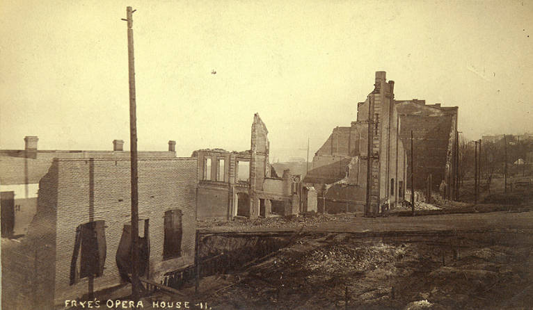 The ruins of Frye’s Opera House, Seattle, Washington, 1889