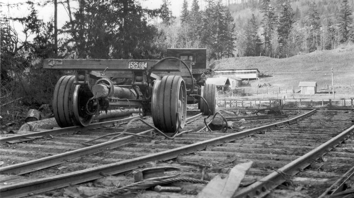 #100 Empty Mack Truck on Rails at The Bottom of The Incline Waiting To be Rigged & Yarded up The Incline, 1926