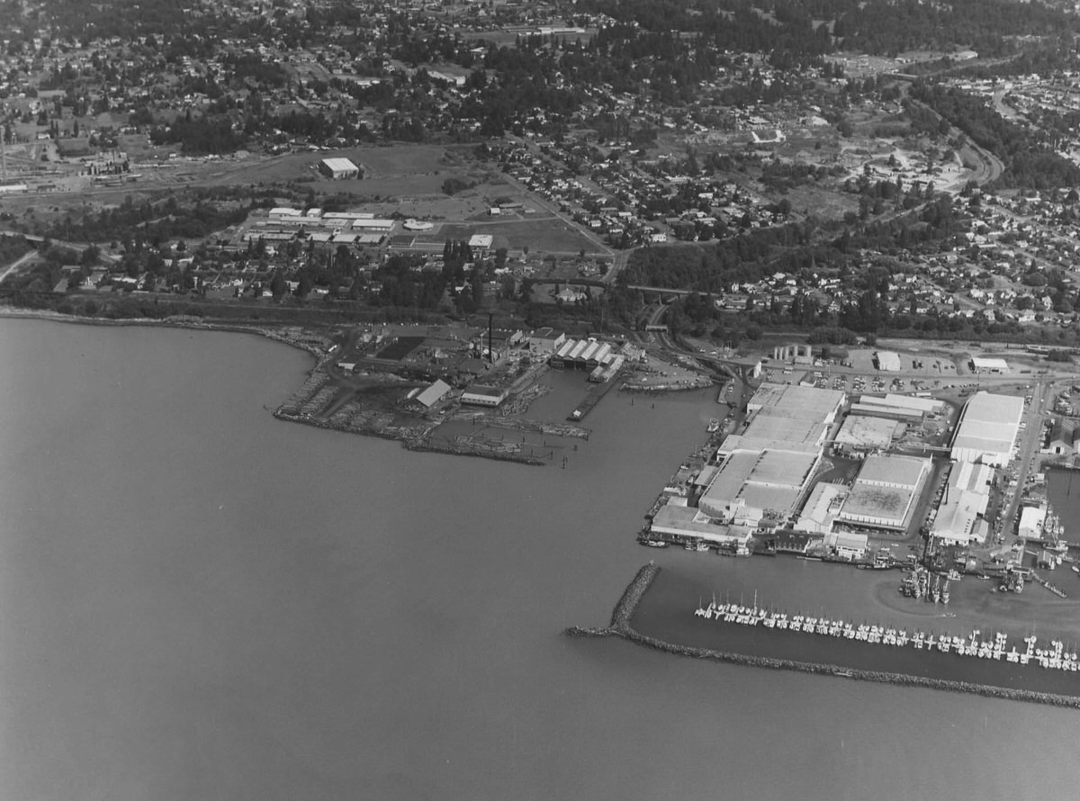#119 Aerial view of Bellingham and Businesses, 1981