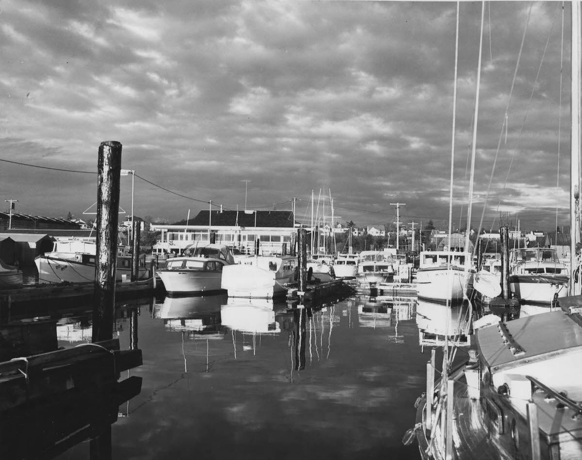#99 Boats in Squalicum Harbor, Bellingham Yacht Club building, 1900