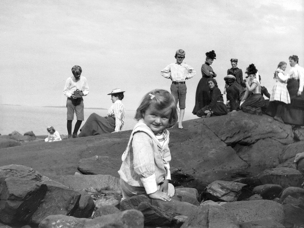 #13 Group of family and friends of Theresa Babb having a picnic on Ogier Point in July 1900.