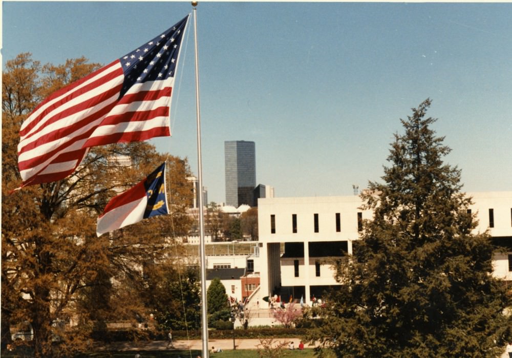 #10 the Library (LRC), with view of uptown, taken from the quad, 1970s