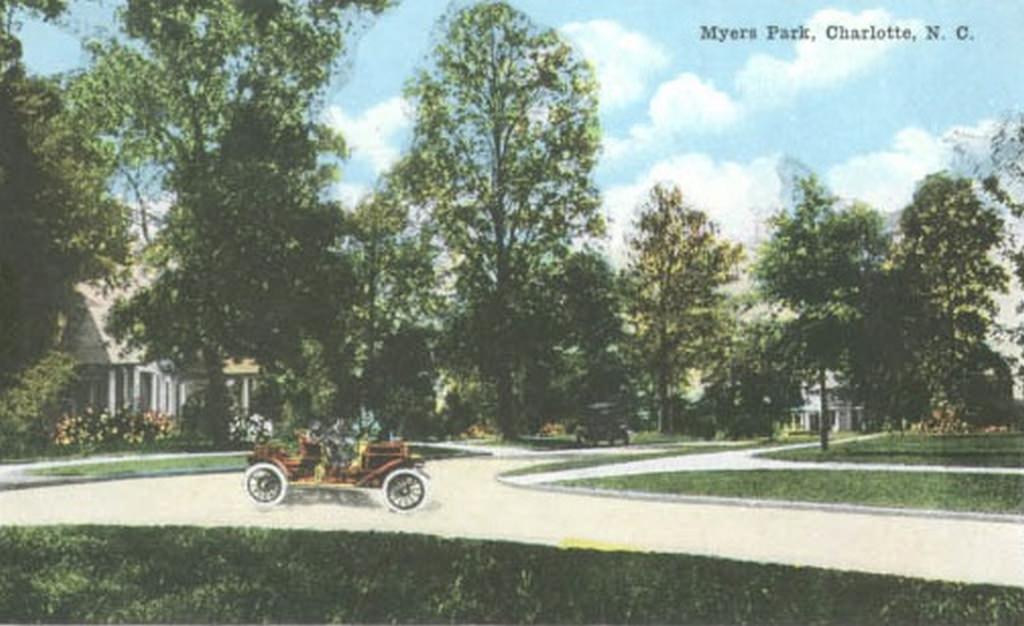 #12 Couple driving through Myers Park, 1918