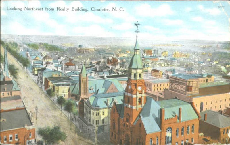#9 Aerial view North Tryon Street, 1909