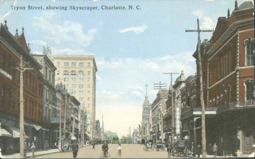 #62 A view of Tryon Street with its new skyscraper, 1914