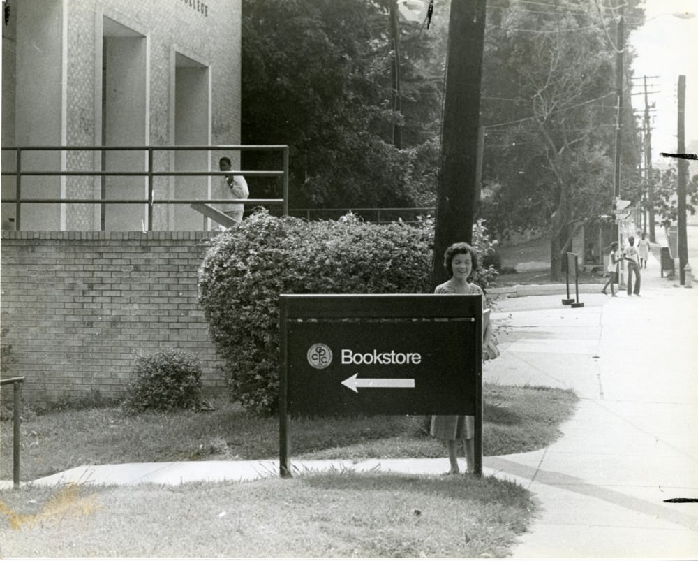 #16 the sign for the bookstore in the basement of Garinger (Central high), 1980s