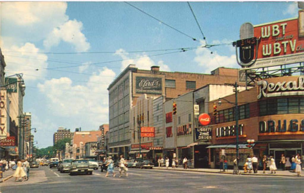 #161 The intersection of Trade & Tryon Streets (the Square), 1955