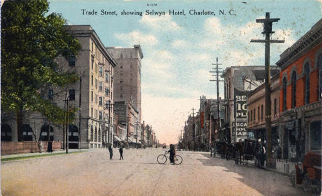 #172 Trade Street with the Selwyn Hotel on the right, 1905