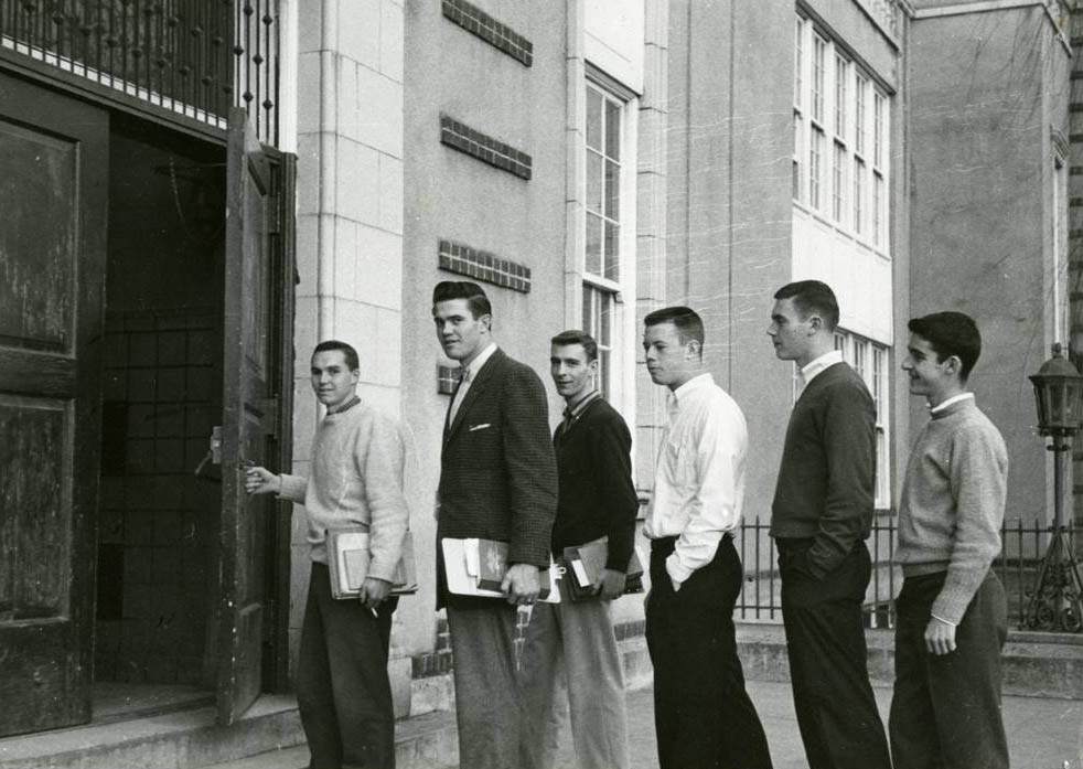 #2 Students entering into the Central high (Garinger) building, 1970s