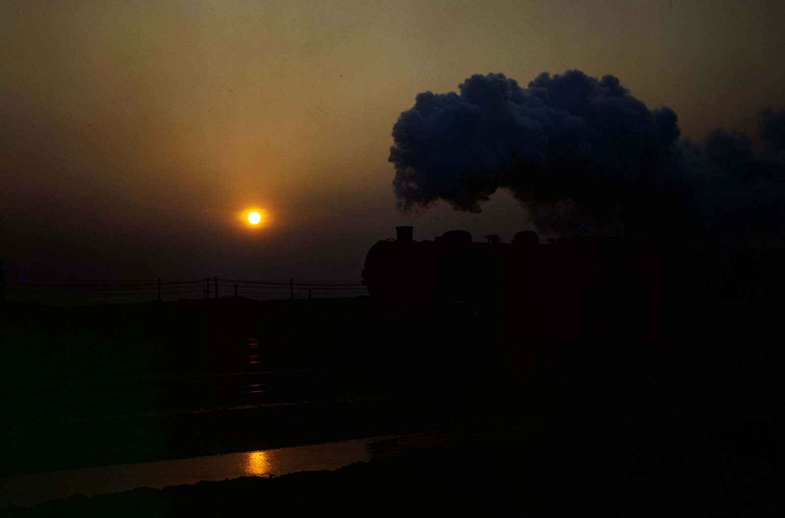 #1 An Indiana Harbor Belt Railroad switch engine in a yard near the Calumet Park stockyards in Calumet City, near Chicago, in January 1943.