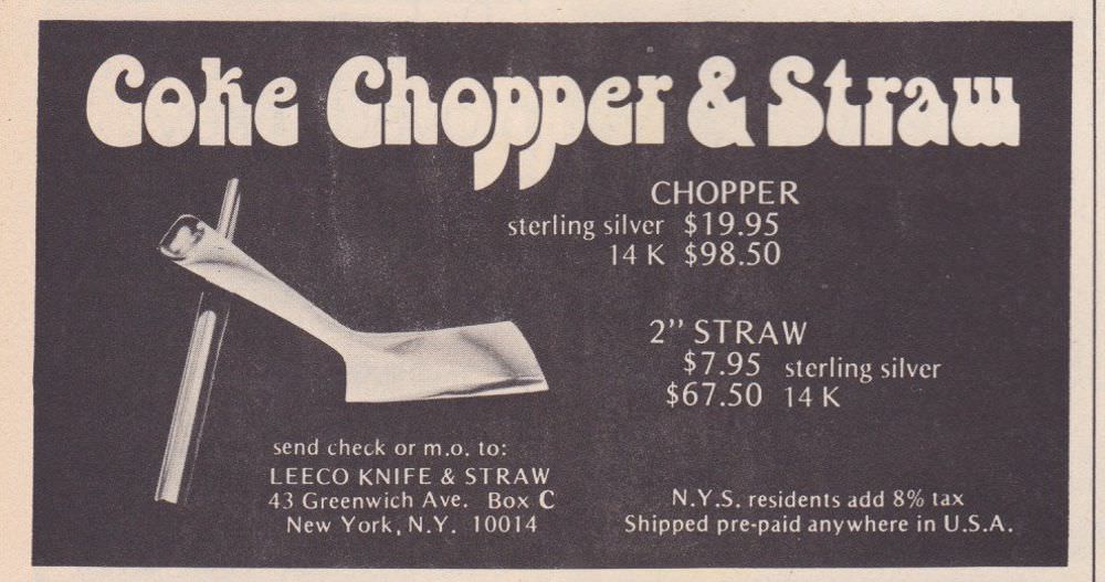 Ridiculous Vintage Ads of Cocaine and Cocaine Paraphernalia from the 1970s and 1980s Vintage Ads
