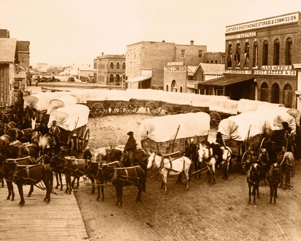 #15 Wagon Train on Market Street, 1869