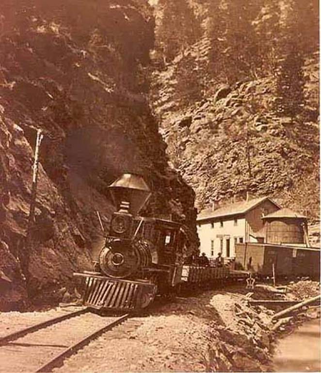 #73 Train Going Through Clear Creek Canyon, 1876