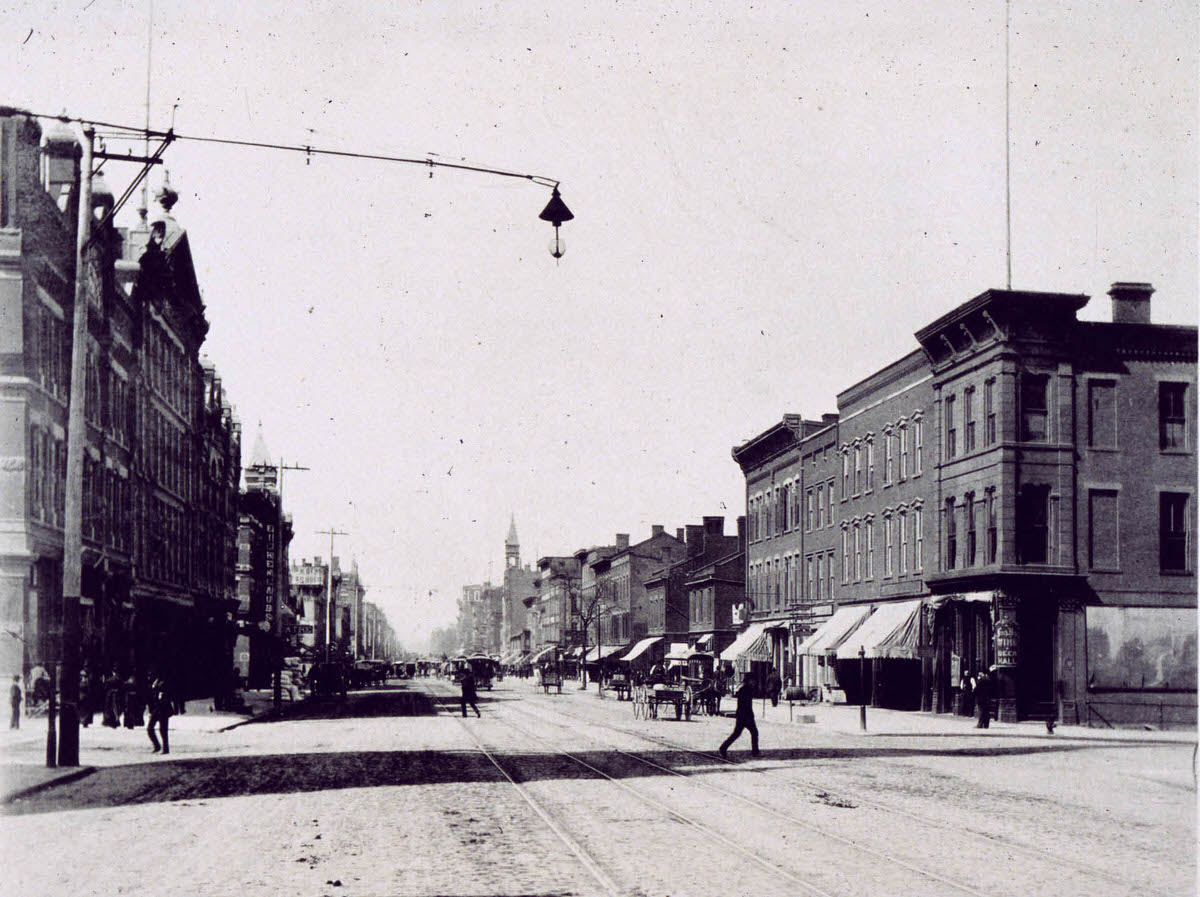 #102 South High Street looking north from Mound Street, 1889
