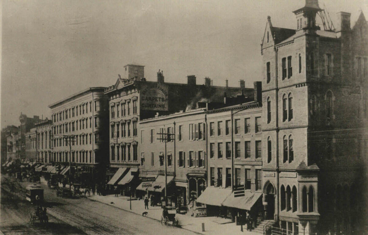 #110 South High Street looking southwest from Broad Street, 1889