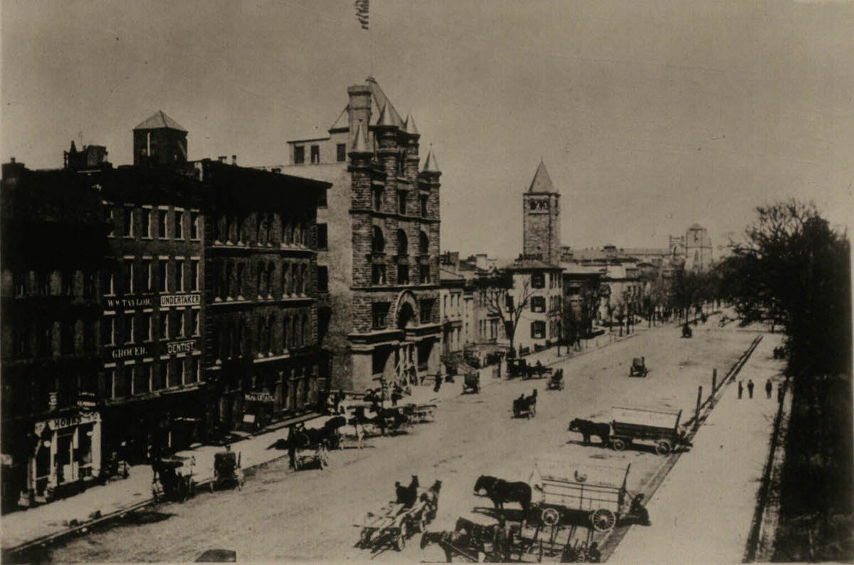 #21 Looking east on East Broad Street from High Street, 1889