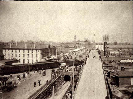 #79 Union Station Tunnel and temporary wooden viaduct, 1888