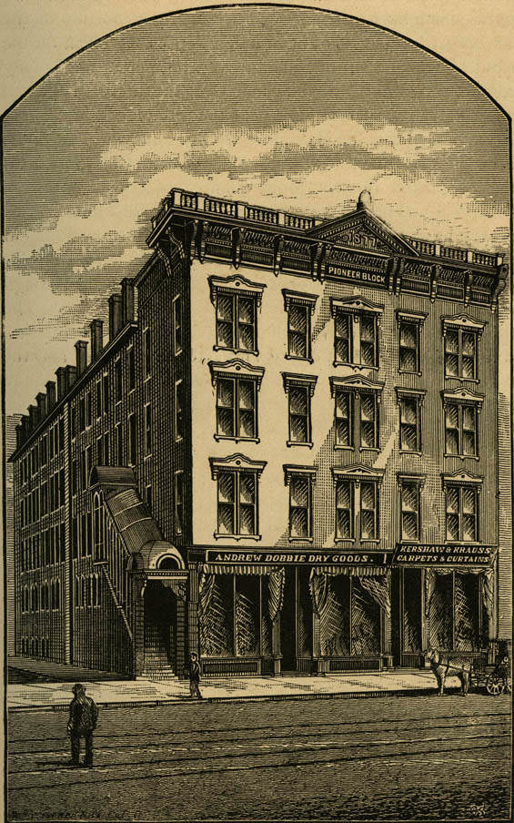 #11 Pioneer Block building engraving, 1885