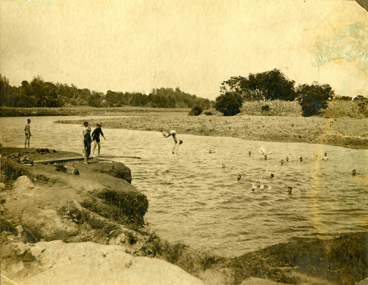 #85 Troops Swim in a River, 1899